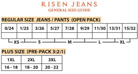 Risen Size Chart