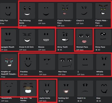 Roblox Catalog Faces