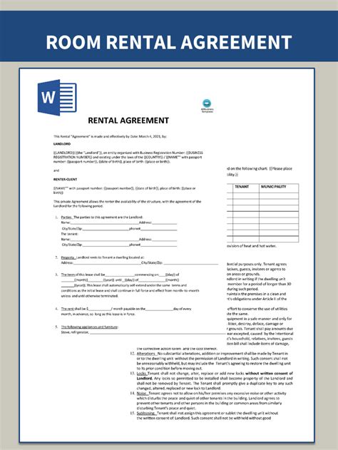 Room For Rent Lease Template