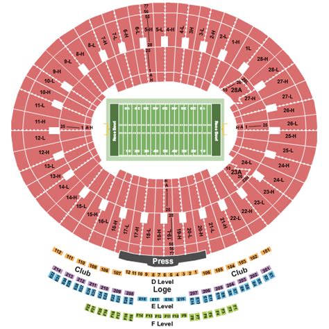 Rose Bowl Seating Chart With Rows