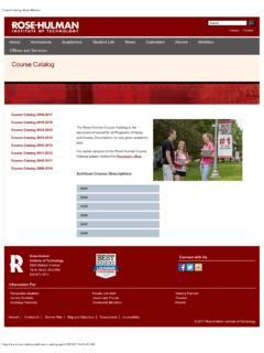 Rose-hulman Course Catalog