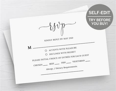 Rsvp Cards For Wedding Template