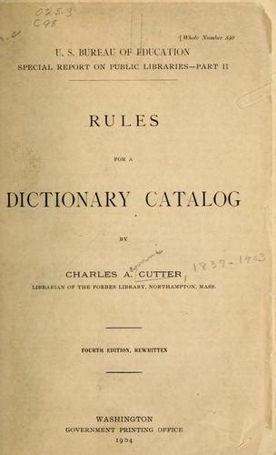 Rules For A Printed Dictionary Catalog