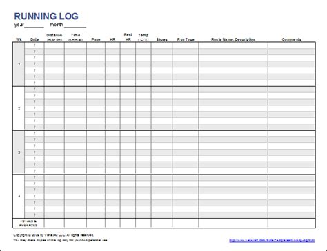 Running Journal Template
