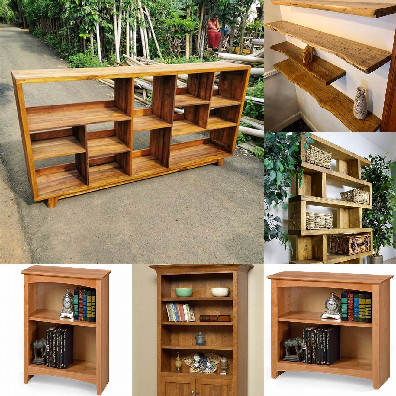 Rustic Teak Wood Bookshelf