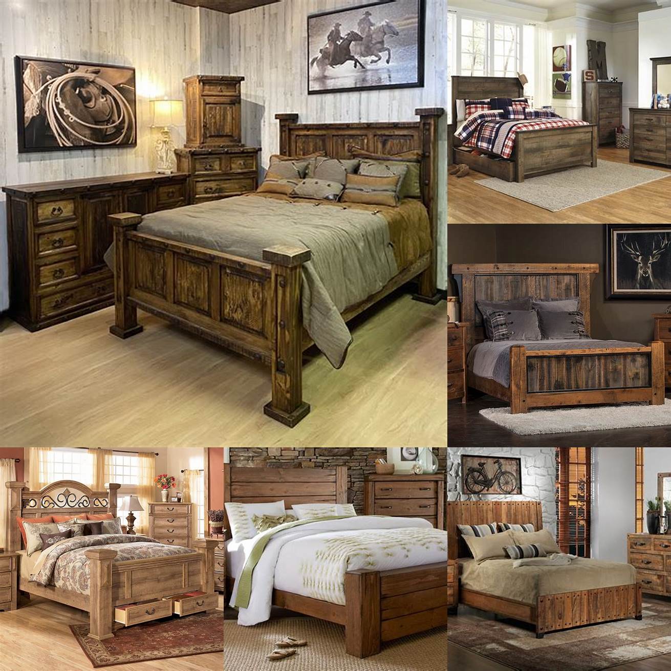 Rustic full size bedroom furniture set