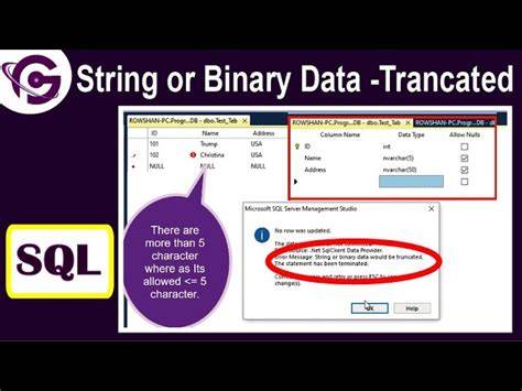 SQL Server String or binary data would be truncated