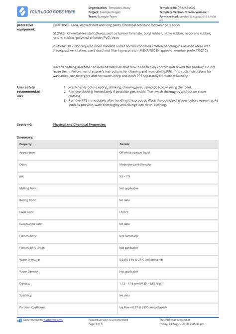 Safety Data Sheet Template Word
