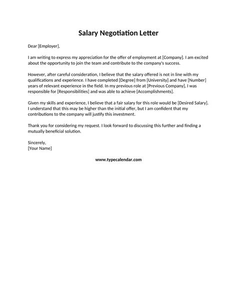 Salary Negotiation Letter Template