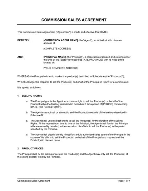 Sales Commission Contract Template