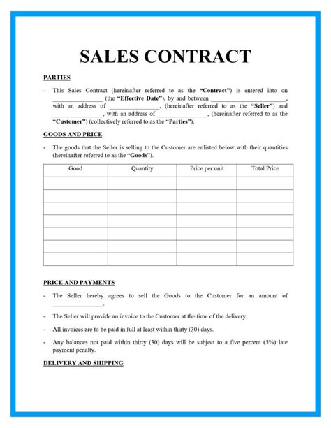 Sales Contract Templates
