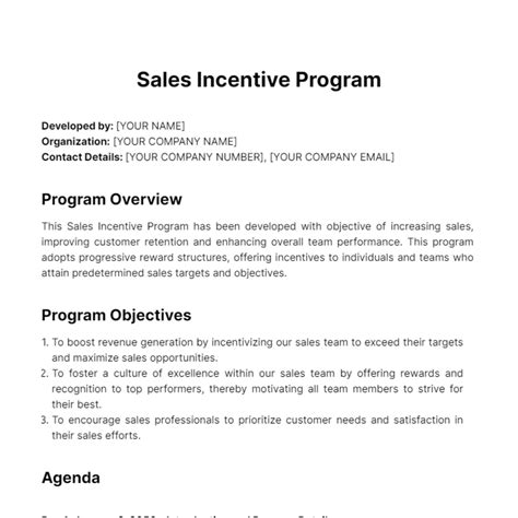Sales Incentive Program Template