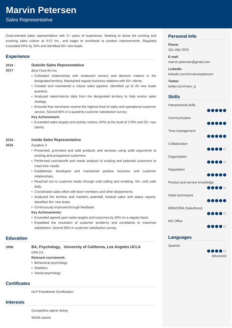 Sales Rep Resume Template