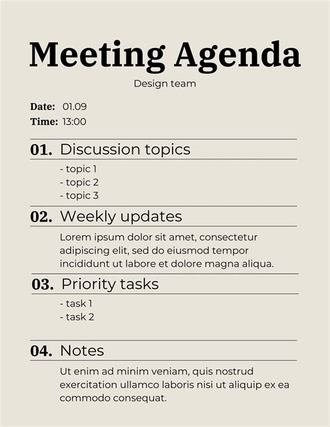 Sample Agenda Templates