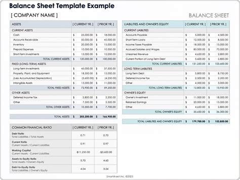Sample Balance Sheet Template