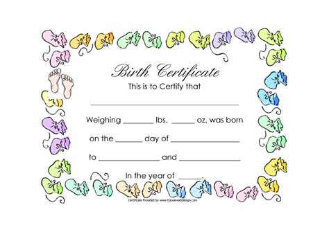 Sample Birth Certificate Template