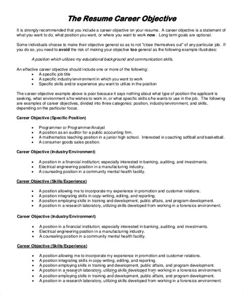 Sample Career Objective For Resume