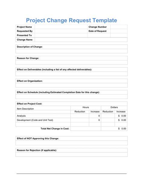 Sample Change Request Template