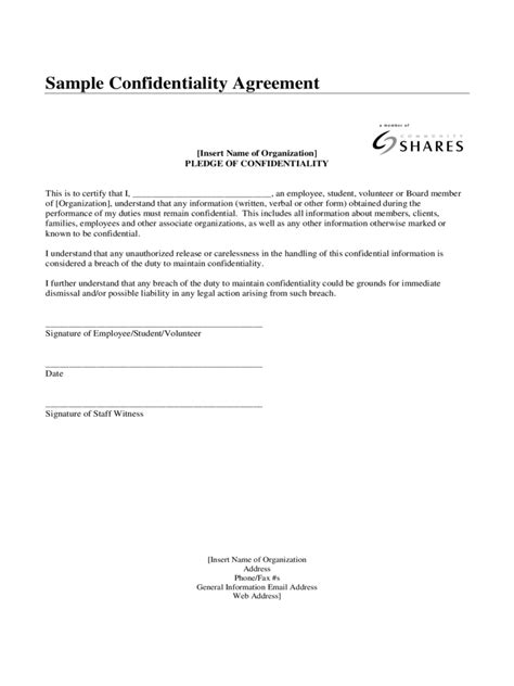 Sample Confidentiality Agreement Template