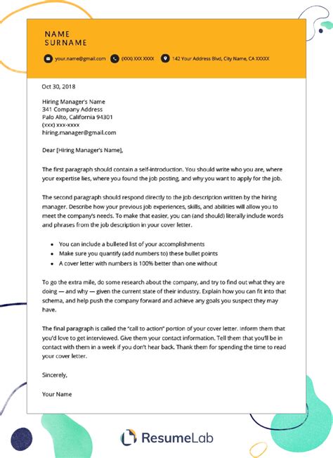 Sample Cover Letter Template Microsoft Word