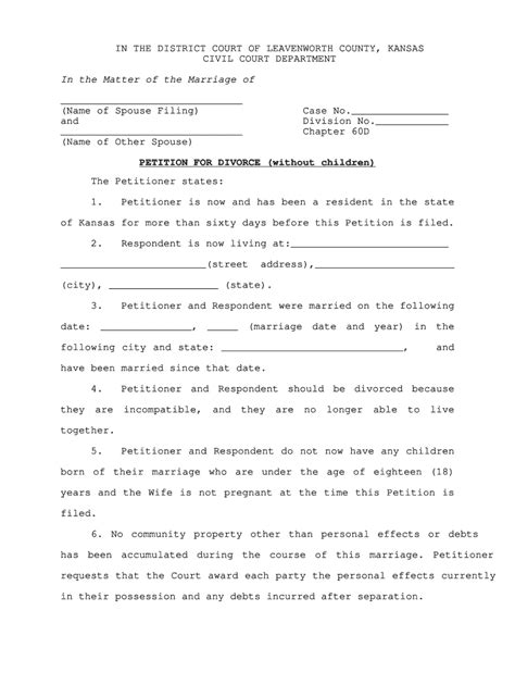 Sample Divorce Petition Template