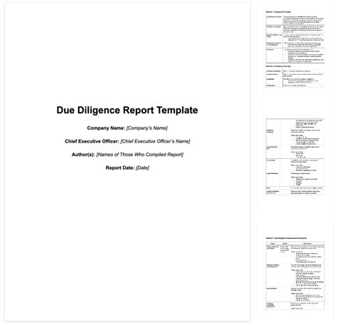 Sample Due Diligence Report Template