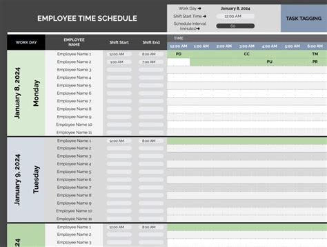 Sample Employee Schedule Template