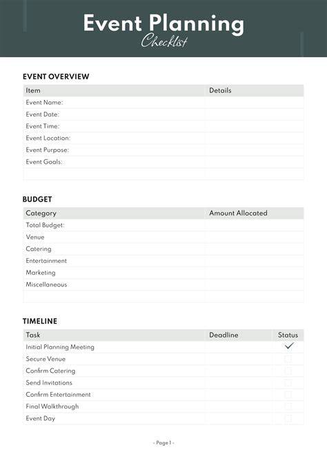 Sample Event Planning Template