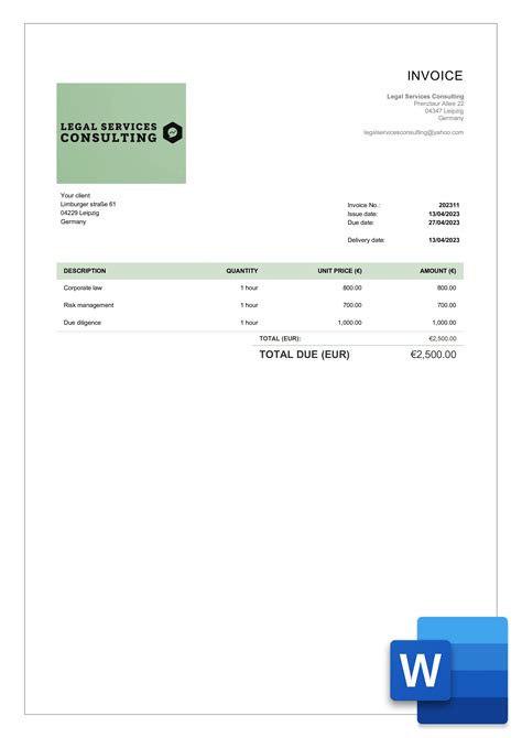 Sample Invoice Template For Consulting