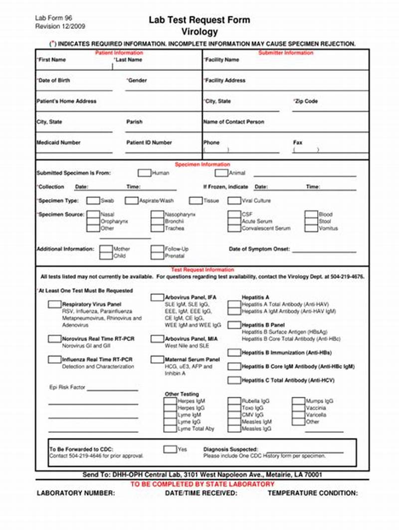 Sample Lab Test Request Form
