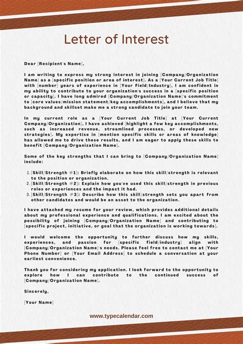 Sample Letter Of Interest Template