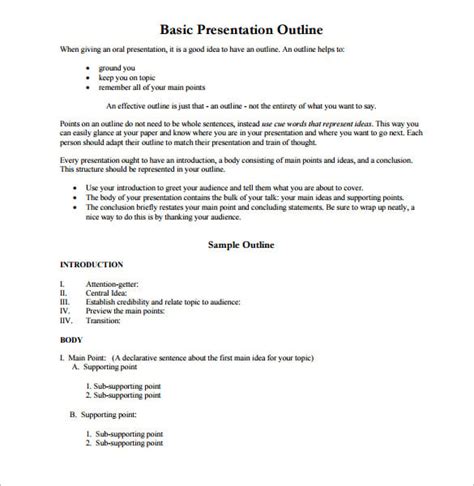 Sample Presentation Outline Template