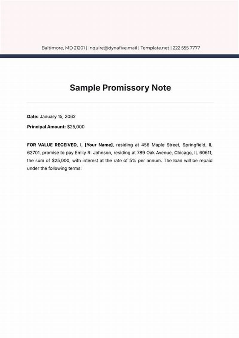 Sample Promissory Note Template
