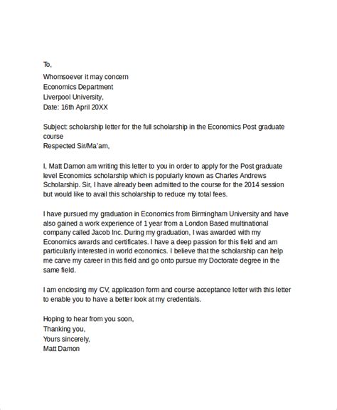 Sample Scholarship Application Letter Templates
