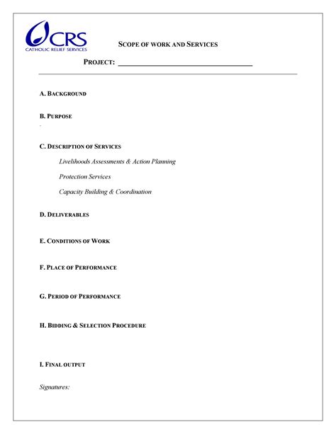 Sample Scope Of Work Template