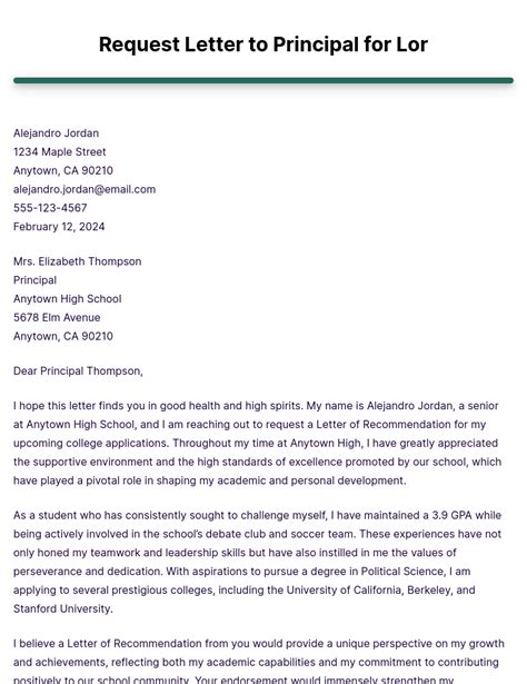 Sample Template Letter For Lor Request