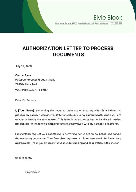 Sample Template Of Authorization Letter
