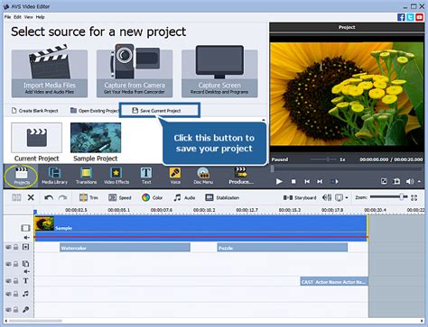 Save Project AVS Video Editor