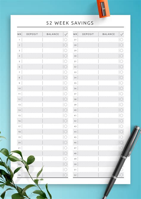 Savings Chart Printable