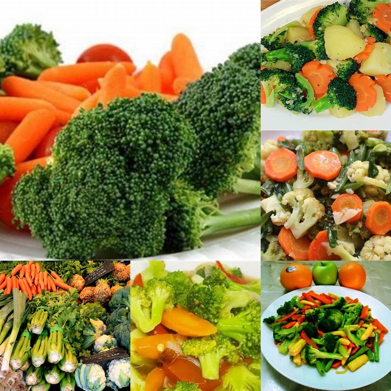 Sayur-sayuran seperti wortel kentang brokoli dan bayam