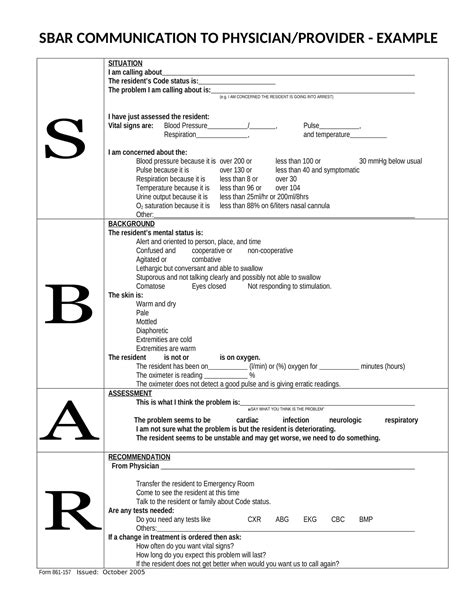 Sbar Template For Nurses