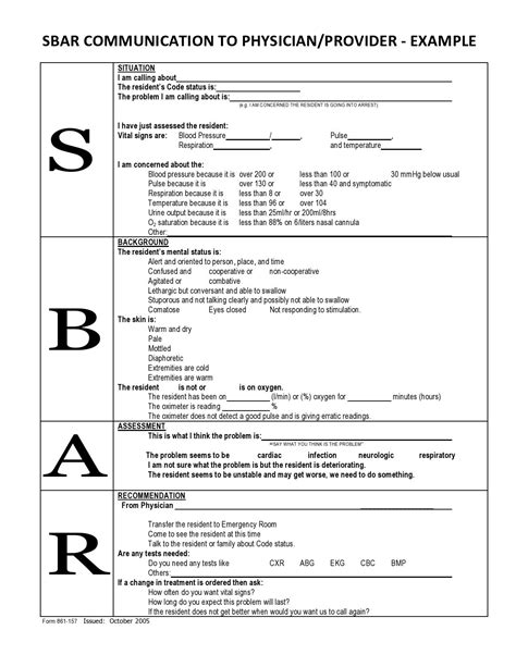 Sbar Template Word
