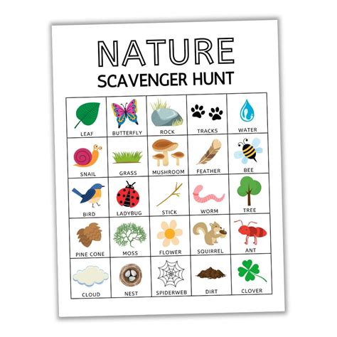 Scavenger Hunt Nature Walk Printable