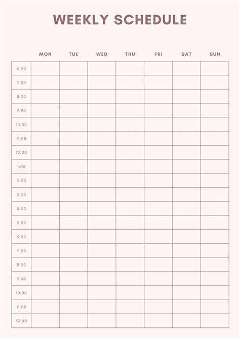 Schedule Planner Template Weekly