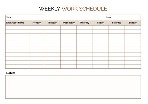 Schedule Template Work