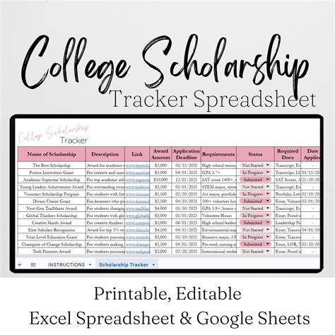 Scholarship Tracker Template