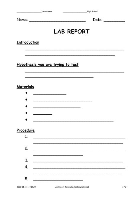 Scientific Lab Report Template