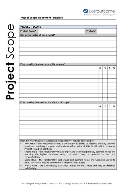 Scope Of Project Template