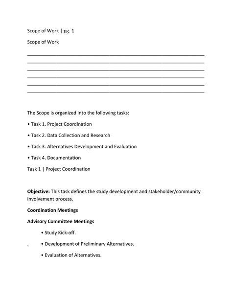 Scope Of Work Form Template