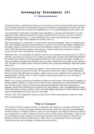 Screenplay Treatment Template